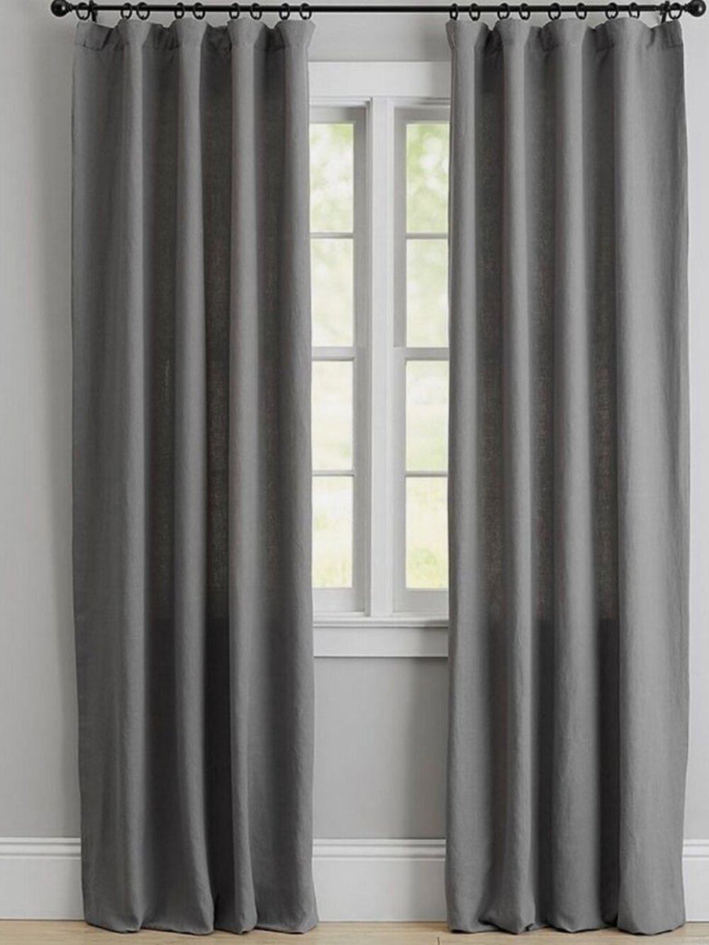 pottery barn belgian flax linen curtains, set of 2 Light charcoal. size: 50 x 96